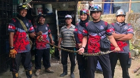 Damkar Bintan Evakuasi Ular Sawah Sepanjang 1,5 Meter di Tanjung Uban Utara