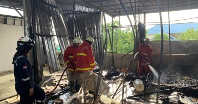 Kebakaran Ruko Mie Aceh Jumbo di Teluk Lobam, Petugas Gabungan Bergerak Cepat Padamkan Api