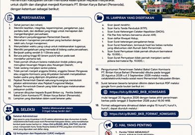 Seleksi Bakal Calon Komisaris dan Direktur BUMD PT. Bintan Karya Bahari (Perseroda) Diperpanjang Hingga Awal September